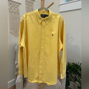 Ralph Lauren Blake Yellow Button Down Shirt XXL Classic Fit Pony Logo
